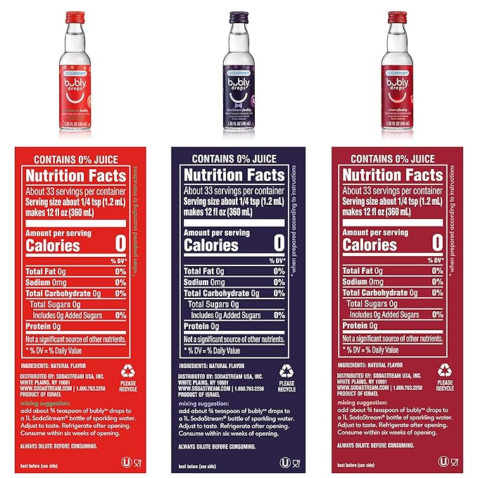 sodastream bubly Drops 3 Flavor Berry Bliss Variety, 4 Fl Oz