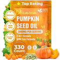 FreshDrinkUS, 330 Premium Pumpkin Seed Oil Softgels with Saw Palmetto, 3000mg Per Serving, Cold Pressed, Pure Virgin Oil, Great Hair Support, Non-GMO, Gluten-Free, Vegan
