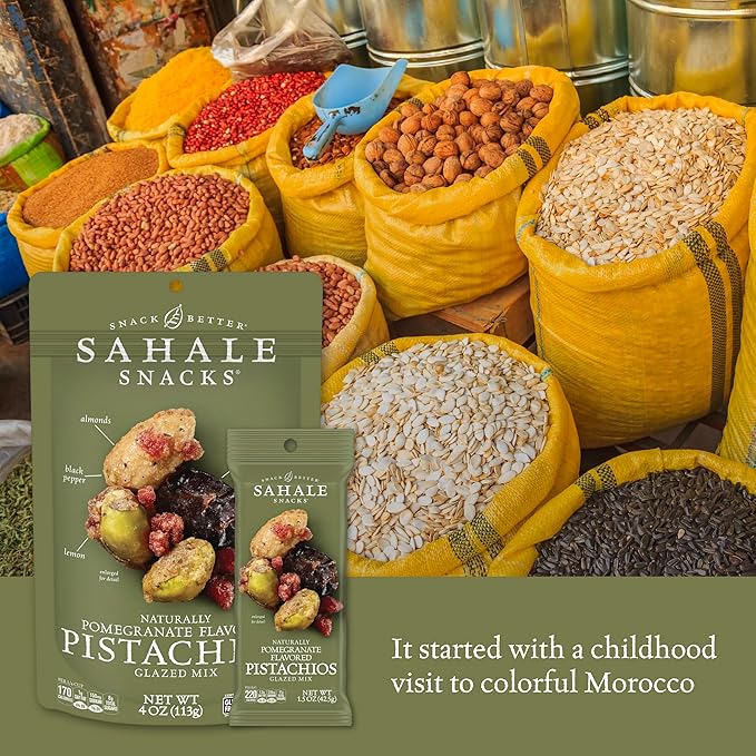 Sahale Snacks Pomegranate Flavored Pistachios Glazed Mix, 4 Ounces (Pack of 6)