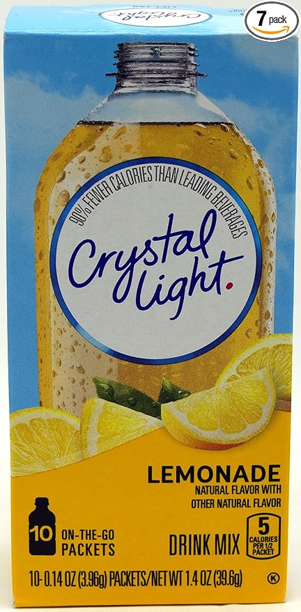 Crystal Light On The Go Natural Lemonade Drink Mix, 10-Packet Box (Pack of 7)