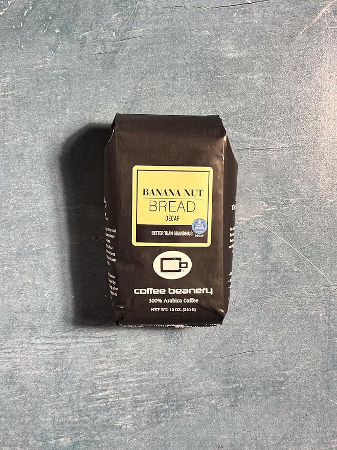 Banana Nut Bread Flavored Coffee SWP Decaf, Specialty Arabica Coffee, Medium Roast, 12 ounce, Automatic Drip (Ground)