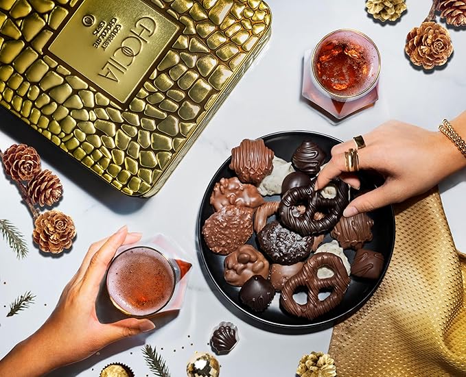 Chocolate Gift Basket, Gourmet Chocolates Variety Snack Box, Assorted Food Arrangement Platter, Birthday Present, Holiday, Corporate Parties, Sympathy, Candy Gifting Idea, Him, Her, Men, Women, Family (Gold Delight)