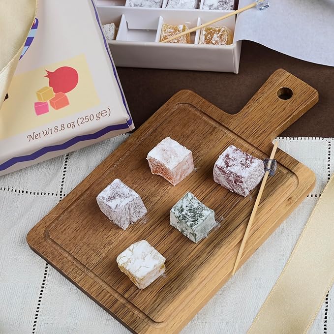 Biteyz Original Turkish Delight, Vegan Candy Gift Box - Assorted Gourmet Fruit Snacks with Lemon, Apple, Orange, Pomegranate, and Raspberry Flavors, 36 Pieces of Luxury Handmade Vegan Treats