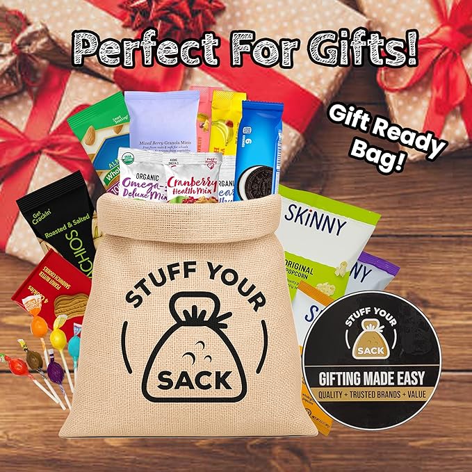 Vegan & Gluten‑Free Snack Variety Pack – Care Package with 40 Count Dairy‑Free, Non‑GMO Treats – Chips, Fruit Snacks & Bars for Adults and Kids by Stuff Your Sack