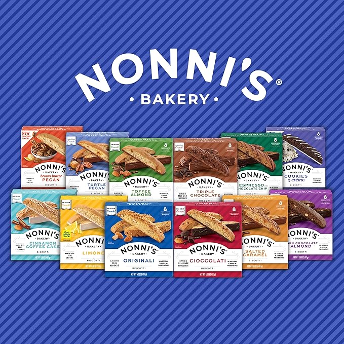 Nonni's Cookies & Crème Biscotti, Rich Dark Cocoa Cookie with Vanilla Icing, 8 Individually Wrapped Bakery Snacks, 6.88 oz