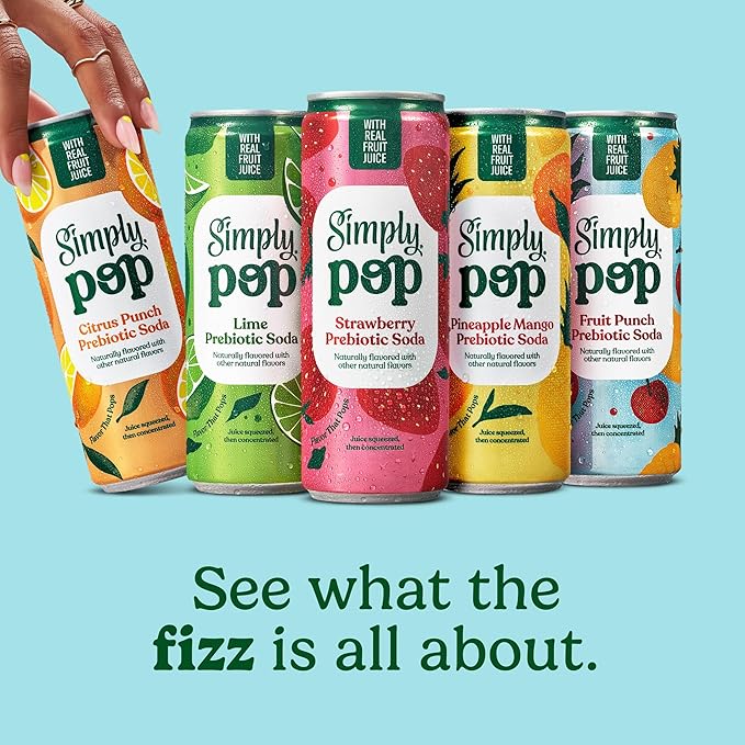 Simply POP Prebiotic Soda Citrus Punch Cans, 12 fl oz, 12 Pack