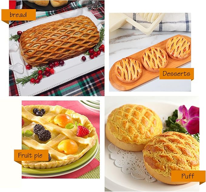 Stainless Steel Lattice Dough Cutter with Wood Handle, Pie & Pizza Pastry Roller maker, Bread Biscuit Maker