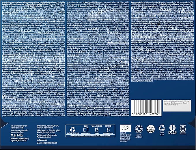 Pukka 2023 Advent Calendar Organic Tea, Herbal Tea Variety Pack, Selection of 24 Delightful Black & Green Teas and Infusions, 100% Organic