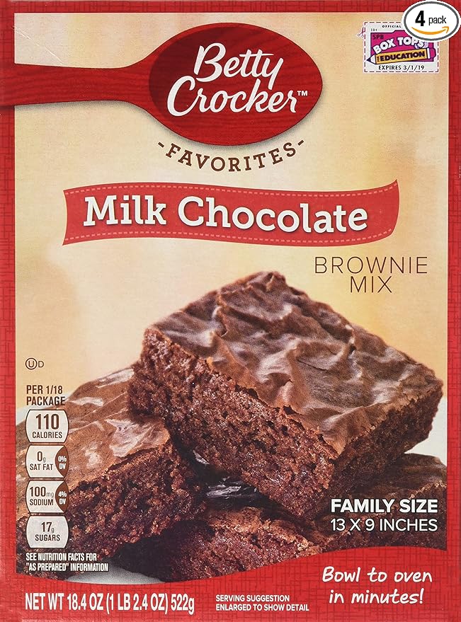 Betty Crocker Milk Chocolate Brownie Mix 18.4oz. (Pack of 4 Boxes)