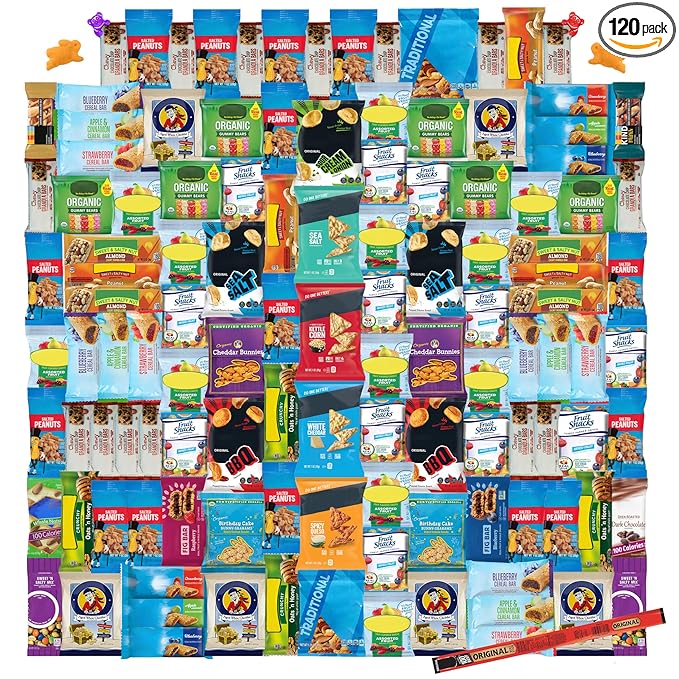 Foxy Fane 120-Count Holiday Gift Box - 120 Healthy Snacks & Treats - Perfect Variety Pack for Easter - Great for Family, Friends & Office