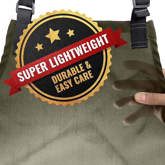 Under NY Sky Super Light Apron - Pocket, Towel Loop, Leather Reinforcement - Kitchen Bib Apron - Cook, Chef, Server, Barista
