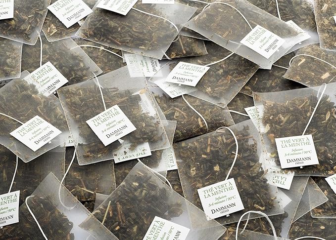Dammann Freres Satchets, Mint Flavor Tea Bags, Premium Gourmet French Green Tea, 25 Count (Single Pack)