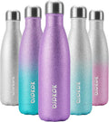 BJPKPK Insulated Water Bottles 17oz Stainless Steel Sports Water Bottles Keep Cold for 24 Hours and Hot for 12 Hours,BPA Free,Glitter Purple