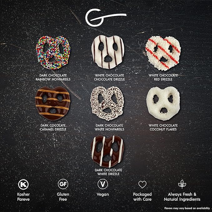 Gluten Free Palace Chocolate Covered Pretzels Gift Basket – Mother’s Day Chocolate Pretzel Gift – Gluten Free Easter Treats – Family, Friends, Corporate, Thank You & Get Well (4 Flavors)