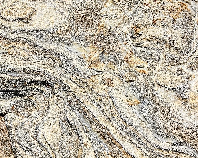 Rogue River Tactical Light Granite Stone Marble Gray Brown White Pattern Textured Marble Art Kitchen Glass Cutting Board Modern Decorative Gift Abstract Wavy Contrast Design